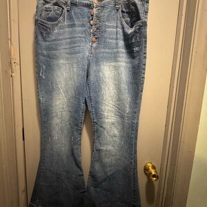 Iris Distressed Blue Flare Jeans size 1xl fits like 16